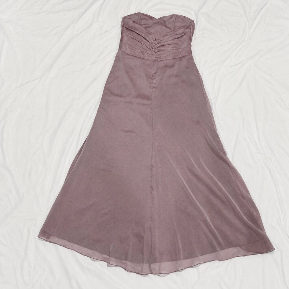 Vintage Jim Hjelm Mauve Chiffon Rhinestone Strapless Gown 12 - Picture 3 of 8